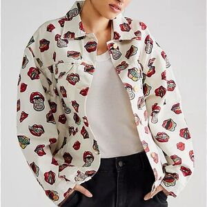 READ MY LIPS WRANGLER X ROLLING STONES DENIM JACKET RARE — SIZE L